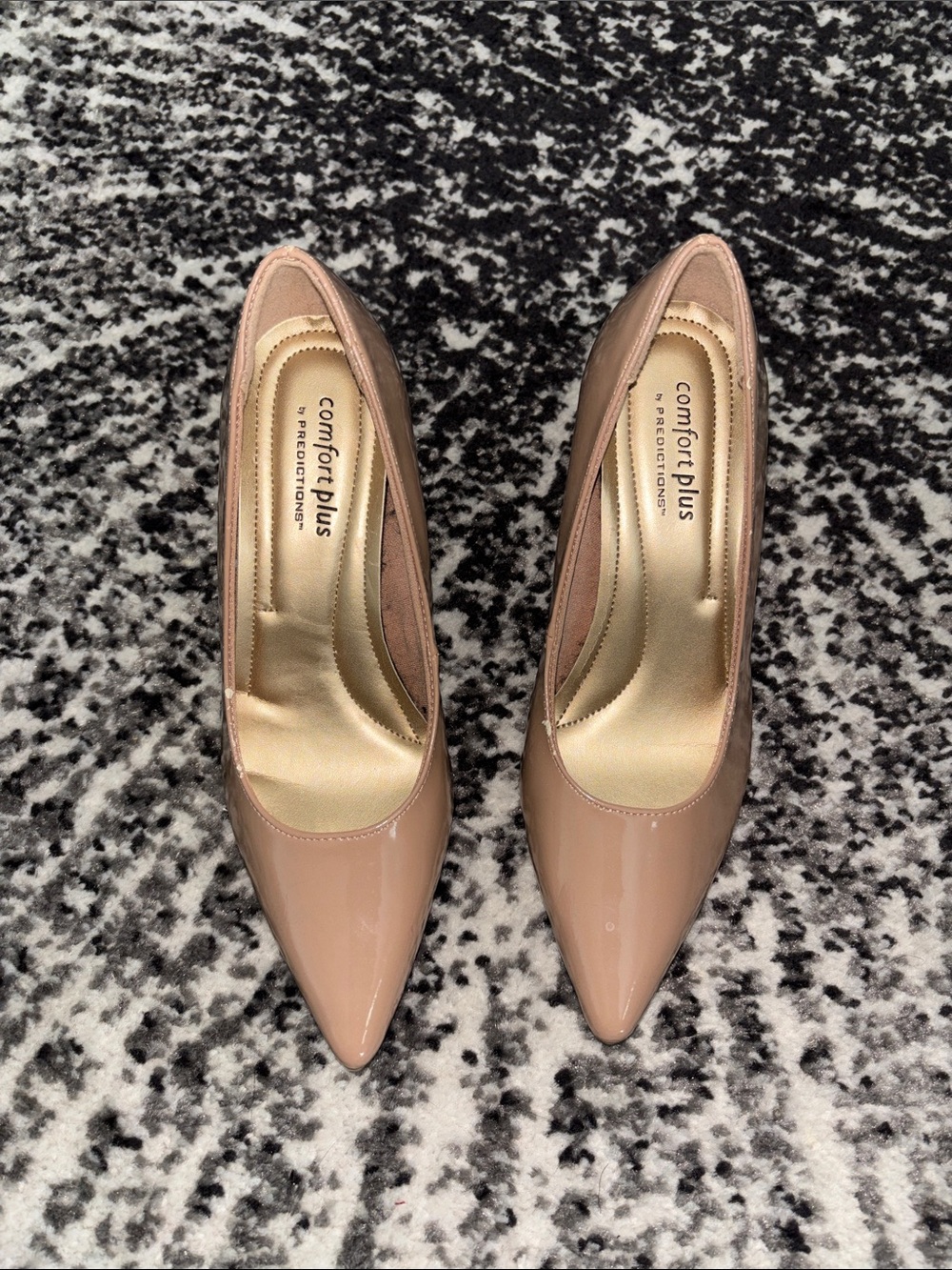 Comfort Plus by Predictions Nude Patent Pointed-Toe Pumps, Sz 5